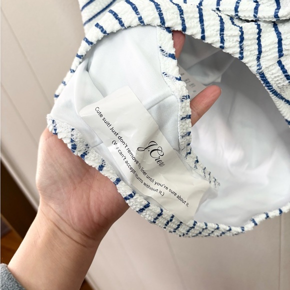 J Crew nautical blue white stripe scrunchie one piece swim suit size 14 new - Picture 6 of 9